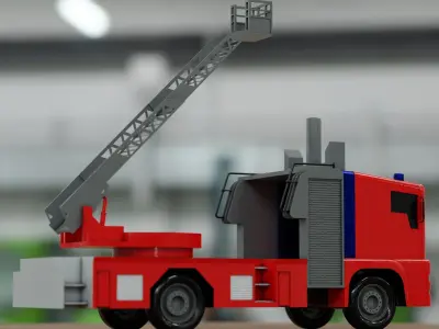 Fire Truck Toy Low-poly 3D model