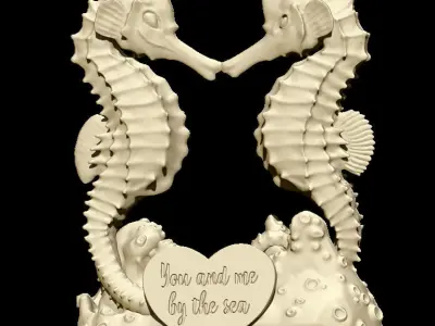 Seahorses wedding cake topper 3d print model Free 3D print model