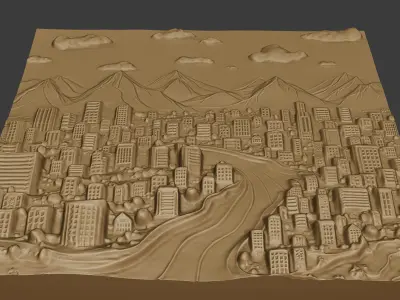 City relief wallart 3D print model