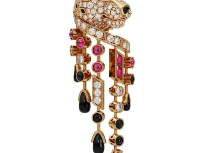 Brand panthere earrings with diamonds 3D print model