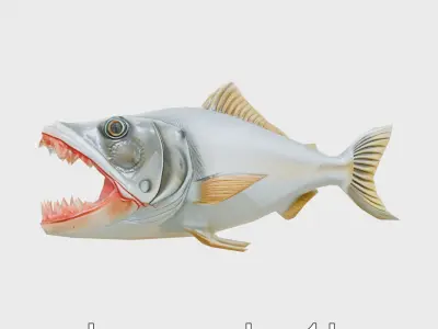 Fangtooth Fish Model with Oversized Jaws and Teeth Low-poly 3D model