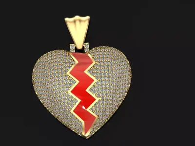 broken heart necklace 3D print model