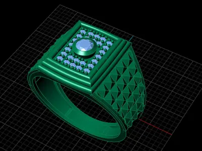 Print Ready STL 3DM  Gents Rings Diamond Men Ring  3D print model 120