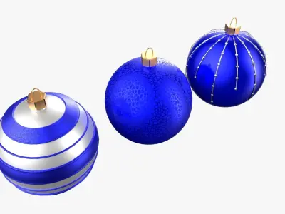 Christmas Tree Ornament Set2 - Blue White Low-poly 3D model