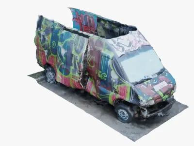 Wrecked van 3D model