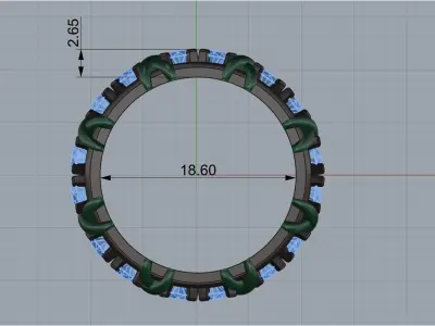 diamond ring 3D print model 58