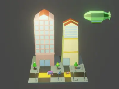 Town for resident  Free low-poly 3D model