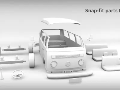 Volkswagen Kombi 2003 - For 3D Printing 3D print model