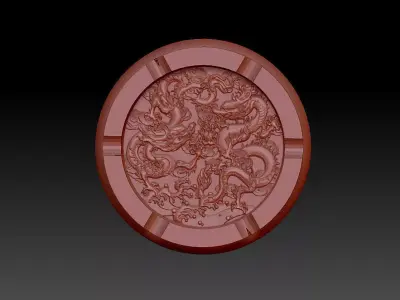 Double Dragon Pattern Ashtray 3D model