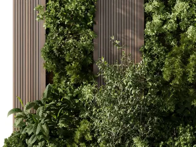Vertical Wall Garden With Wooden frame - Horizontal garden  3D model