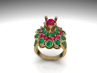 Ruby emerald classic luxury ring 3D print model