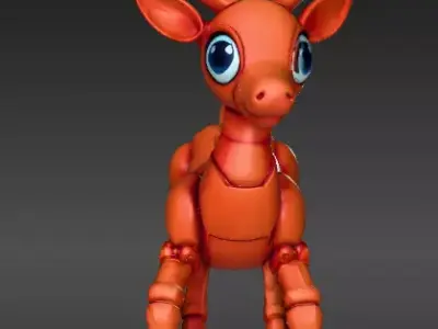 Flexi Reindeer Articulated Holiday Reindeer 3D Print Model Low-poly 3D model