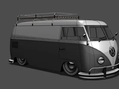 VW Split Screen Panel Van bus camper 3D model
