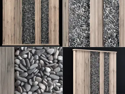 Wall Wood pebble decor n1 3D model