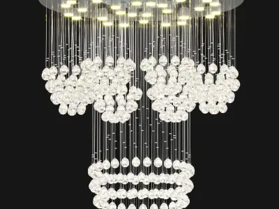 Round Modern K9 Crystal Sparkle Luxury Rain Drop Chandelier 3D model