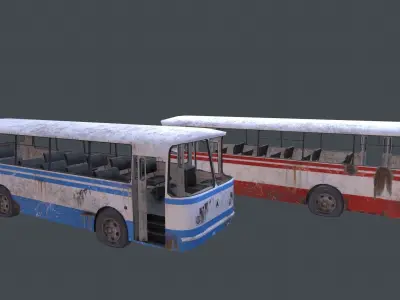 Old Rusty Bus Low-poly 3D model