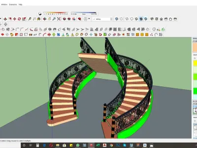 Classical spiral stair case 3d model 3D model
