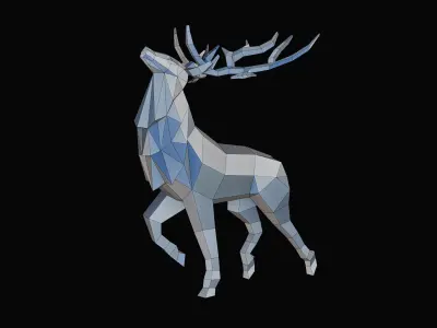 Polygonal Elk Deer Low-poly 3D model