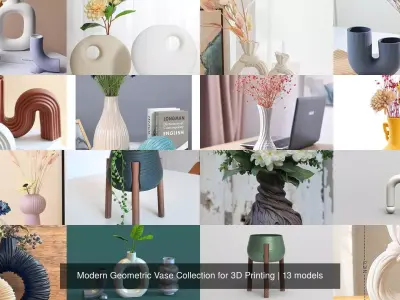 Modern Geometric Vase Collection for 3D Printing
