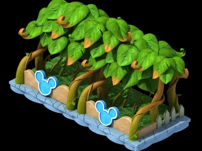 Game Cartoon - City - City Wall 02 3D model