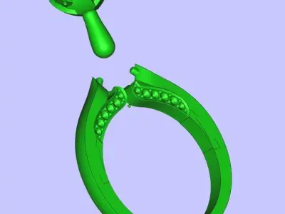 Engagement diamond ring  round cut gem Free 3D print model
