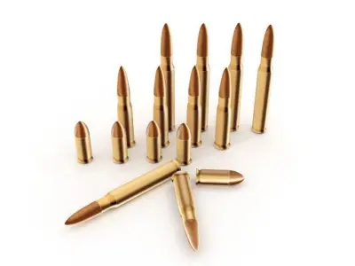 Bullet gold bullets Low-poly 3D model