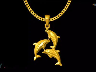 Dolphains play pendant charms - one inch pendant 3D print model
