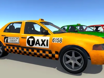 Taxi Car Pack Low-poly 3D model