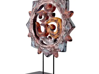 Balinese Om Wood Carving 3D model