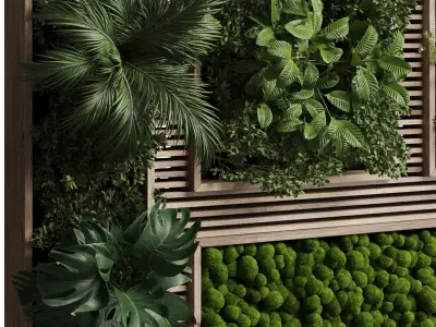 Vertical Wall Garden With Wooden frame 39 3D model