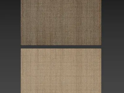 Carpet set 02 - Natural braided jute - 4K 3D model