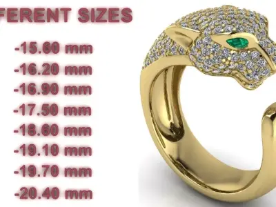 Panther Ring - DIFERENT SIZES 3D print model