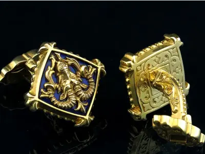 Zodiac signs Cufflinks Ram 3D print model