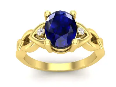 AV 575 Oval and Round White Diamond Ladies Engagement Ring 3D print model