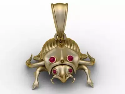 Golden Beetle Gemstone Pendant  3D Printable Model 3D print model