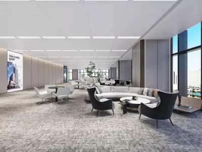 Modern Corporate Lounge Interior  3D Model 3D model
