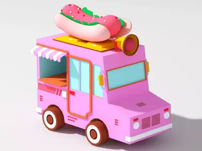 cartoon car cute car element c4d 3d fbx 3D model