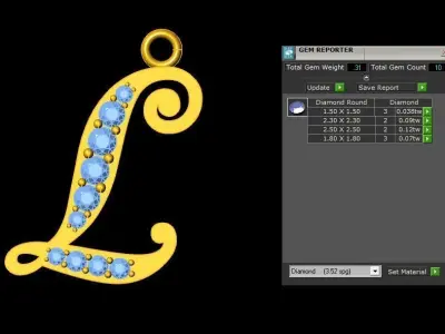 Alphabet V1 Font Style Pendant L 3D print model
