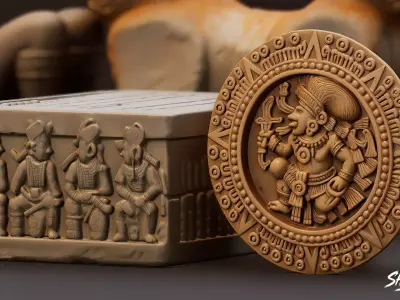 Mayan Civilization Statues Pack Low-poly 3D model