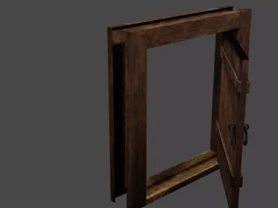 Renassaince wooden door Low-poly 3D model