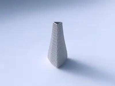 Vase puffy tipped triangle with diagonal grid bulges 3D print model