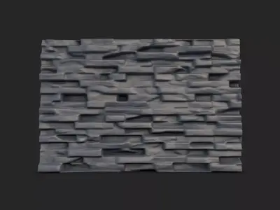 Vine Covered Stone Wall Panel 3D model