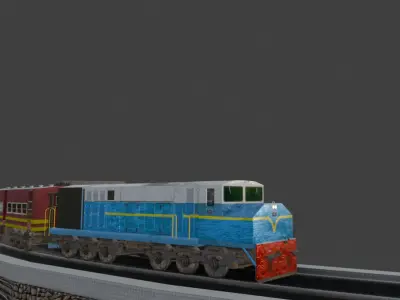 Realistic 3D Train Model  for Animation and Games Low-poly 3D model