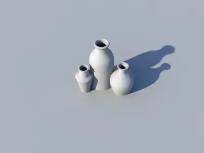 3D Jars three colorful vases Free low-poly 3D model