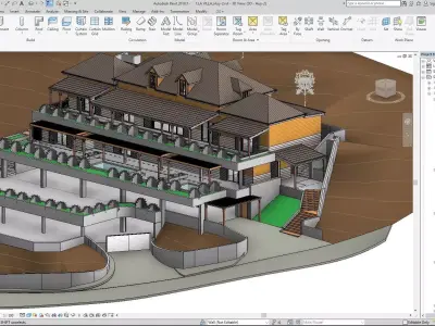 Villa on Hill 02 - Revit 3D model