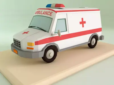 Low Poly Ambulance 3D Model Low-poly 3D model