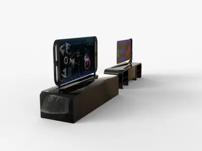 Futuristic TV Shelf Low-poly 3D model