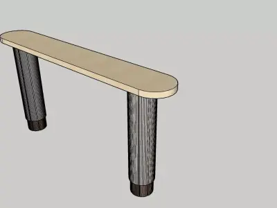 Modern Luxury Console Table velvet beige  and oak Wood Low-poly 3D model