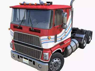 American generic cabover semitruck Low-poly 3D model