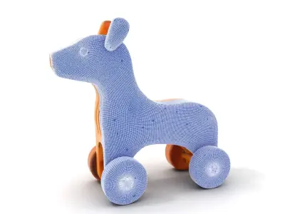 Wooden Toy Animal on Wheels Model Pack Low-poly 3D model